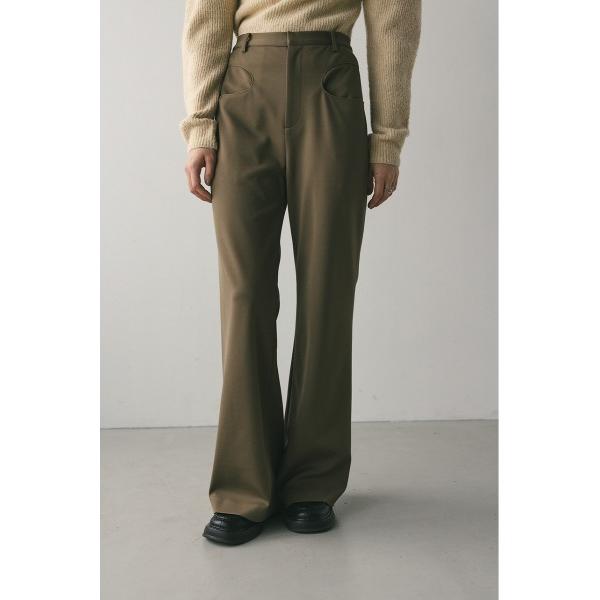 スラックス パンツ ジャージーセミフレアパンツ レディース