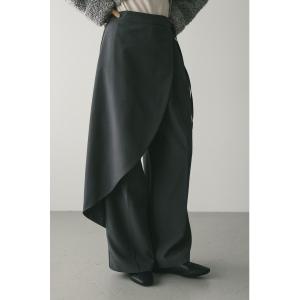 スラックス パンツ サイドラップワイドパンツ レディース