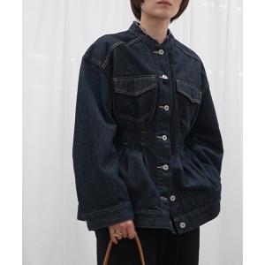 ペプラムデニムジャケット レディース