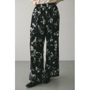 パンツ フラワープリントリラックスパンツ レディース