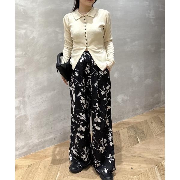 パンツ フラワープリントリラックスパンツ レディース