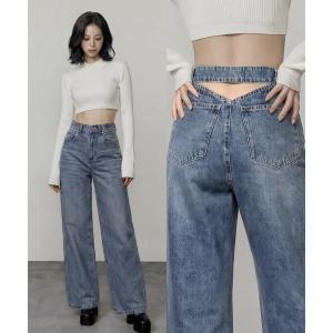 KsG ジーンズ デニム デニムパンツ ワイドレッグベルトデザインデニム