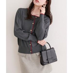 カーディガン 配色金ボタンニットカーディガン レディース