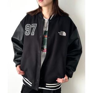 ブルゾン アウター 国内未発売 THE NORTH FACE(ザ・ノースフェイス)/ルーズフィット 配色ライン スタジャン ヴァーシティージャケット/