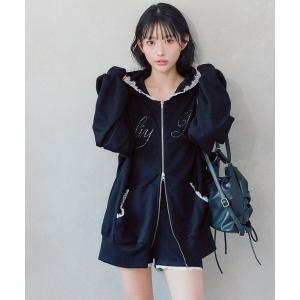 パーカー ロゴ入りレースパーカー レディース