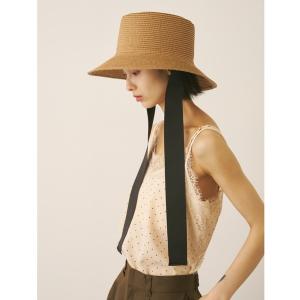 帽子 ハット レディース ロングリボンワイドブリムペーパーハット/サイズ調節可能/紐取り外し可能 レディース