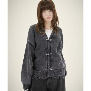 セーター ニット ファイヤーマンダメージスプリングニットカーディガン メンズ レディース