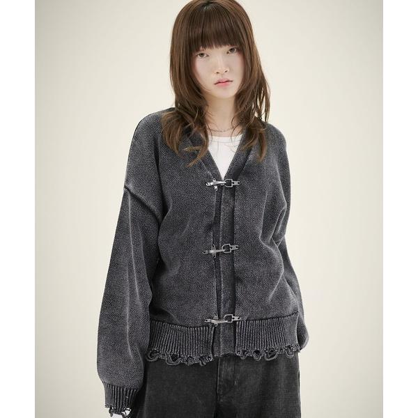 セーター ニット ファイヤーマンダメージスプリングニットカーディガン メンズ レディース