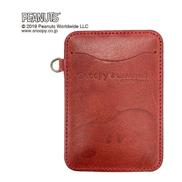パスケース PEANUTS スヌーピー フェイスパスケース レッド OS