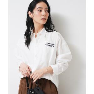 ブラウス シャツ 「洗える」刺繍ロゴ入りオーバー...の商品画像