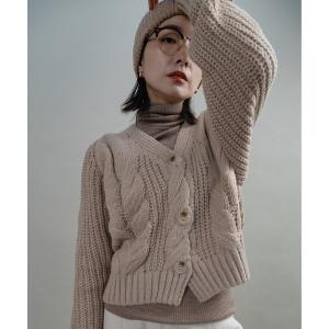 カーディガン ケーブルニットカーデ レディース