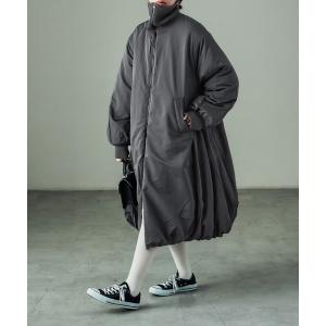 ダウンコート ダウンジャケット T/Nタフタ 中わたバルーンリブパディングコート レディース