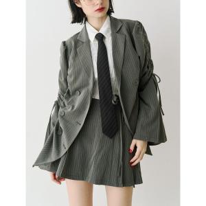 ジャケット テーラードジャケット ギャザーリボンジャケットミニワンピース「セットアップ対応」 レディース