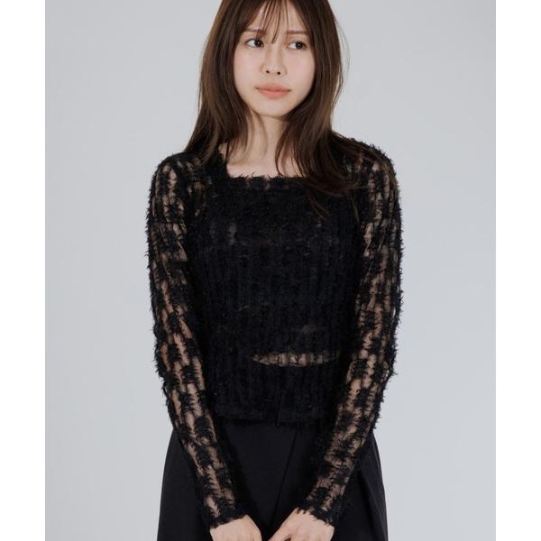 tシャツ feather lace square neck tops（フェザーレーススクエアネックト...