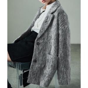 ステンカラーコート コート シャギー テーラードジャケットコート レディース