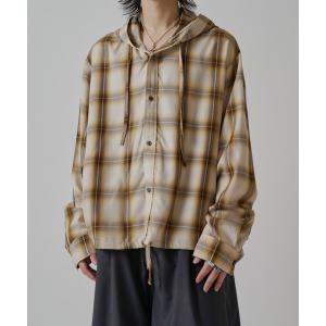 シャツ オンブレーフードシャツ メンズ