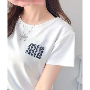 tシャツ 半袖 「mily bilet」スタイルよく、着心地いい。絶対使えるシンプルT♪ワッペンコンパクトTシャツ（半袖） レディース