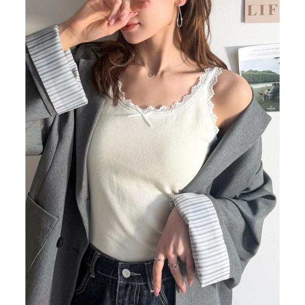 キャミソール 「mily bilet」大人女子の日常に、さりげないスパイスを。 バイカラーテレコレー...