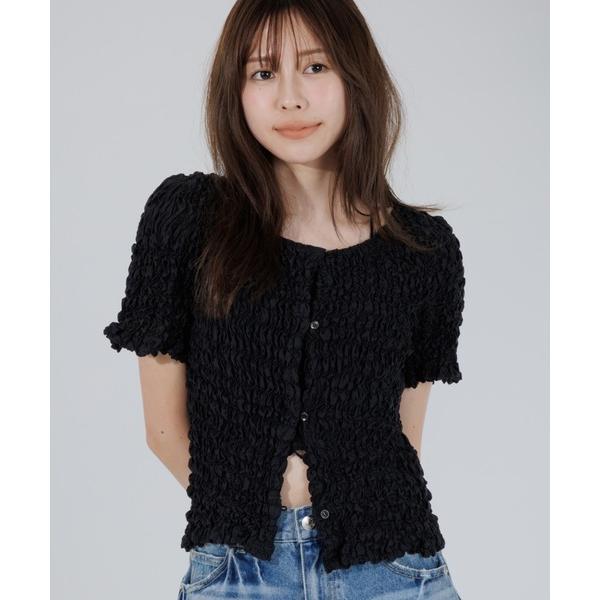カーディガン 2way puff shirring cardigan（2ウェイパフシャーリングカーデ...
