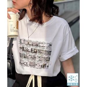 tシャツ 半袖 「接触冷感機能付き」ただのTシャツじゃ、終わらない。フィルムネガフォトプリント×ラクガキ刺繍Tシャツ（半袖） レディース