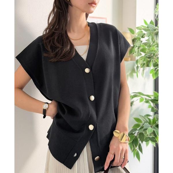 ニット セーター 大人の抜け感を演出。洗練されたフレンチスリーブベスト レディース