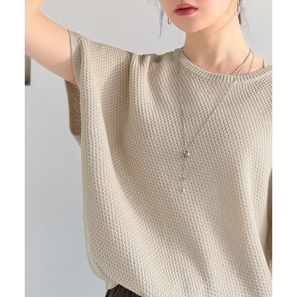 ニット セーター その日の気分に寄り添うサマーニット！前後2way鹿の子編みフレンチスリーブニットプ...