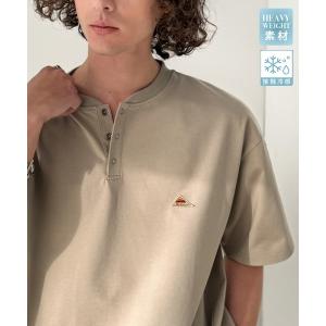 ヘンリーネック tシャツ 「JaVaジャバコラボ」「接触冷感機能付き」汗ばむ時期も触れた瞬間ひんやり心地よく！ヘビーウェイト素材 裾ドロスト付き リング…｜ZOZOTOWN Yahoo!店