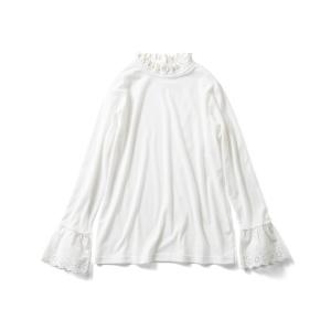 tシャツ ＩＥＤＩＴ　綿混　衿もと・袖口チラ見せ簡単　スタンドカラーレイヤードトップス レディース