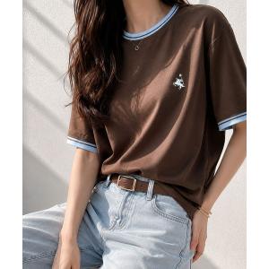 tシャツ 半袖 1枚で決まるから、つい手に取りたくなる。鹿の子素材 胸刺繍ルーズポロT（半袖） レディース