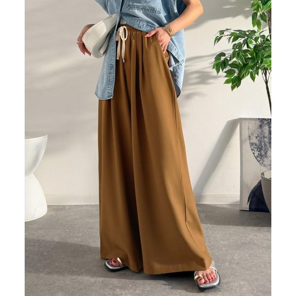 パンツ 「JaVa ジャバコラボ」夏を涼しく、品よくこなれる。リネンライクワイドストレートイージーパ...