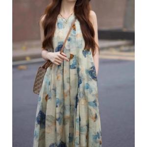 「CADBURY」 ノースリーブワンピース X-LARGE ブルー レディース