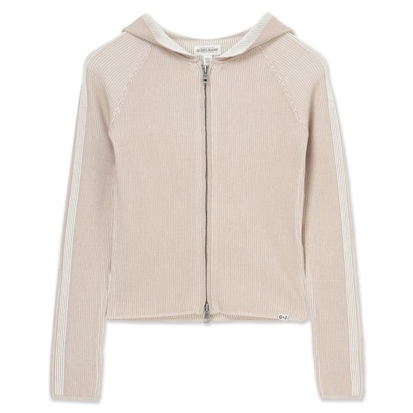 パーカー GUESS JEANS Long Sleeves Ribbed Hoodie Zip Ca...