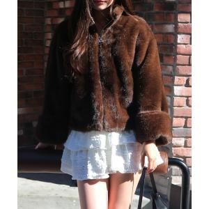 ムートンコート ボアコート Rolled Fur Blouson / ロールアップファーブルゾン レディース