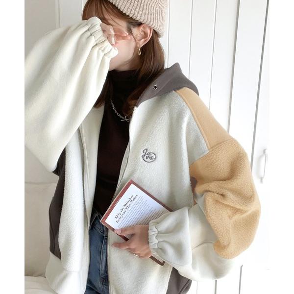 「Java」 ジップアップパーカー MEDIUM ベージュ レディース