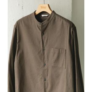 シャツ 防シワ起毛ネルバンドカラーシャツ メンズ