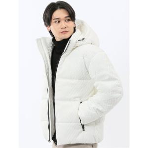 ブルゾン アウター 「フード脱着 ハンドウォッシャブル ややゆったり」タカキュー カットジャガード 中綿ブルゾン メンズ