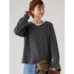 ニット セーター もちもちメランジVネックニット レディース