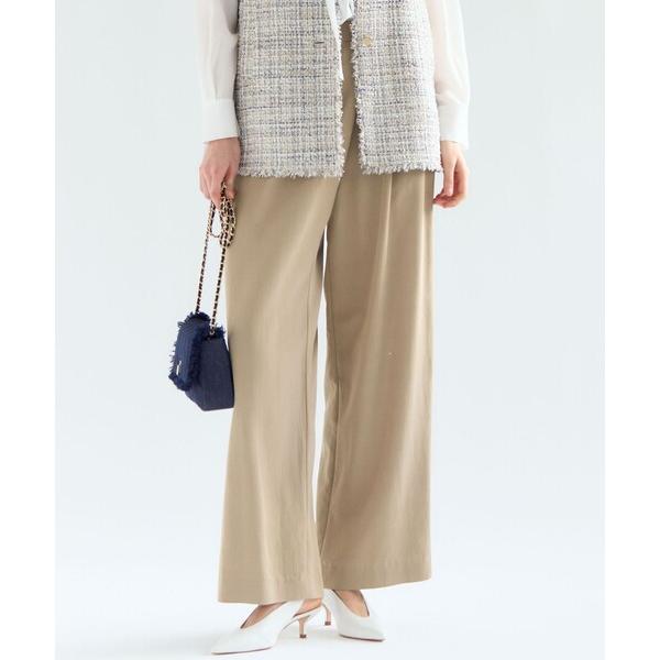 パンツ ドレープツイル アシンメトリー ワイド パンツ レディース