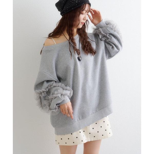 tシャツ チュールフリルスウェット レディース