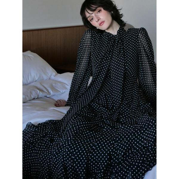 ワンピース ADELE DOT CIFFON TIE DRESS