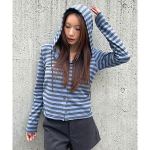 カーディガン 3.3 Field Trip／ボーダーフーディーカーディガン レディース