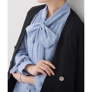 ブラウス シャツ 楊柳ドットジャガードボウタイブ...の商品画像