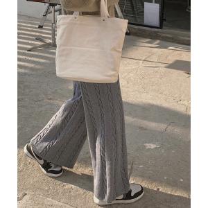 パンツ ケーブルニットストレートパンツ レディース