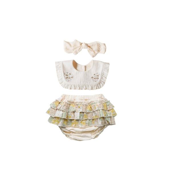 出産祝い mocmof おめかしギフトセット（花刺しゅう）