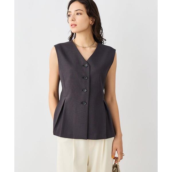 ベスト ジレ 「セットアップ対応」ウォッシャブルドライシャークペプラムジレ レディース