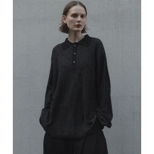 ポロシャツ ルーズドライニットポロシャツ（長袖）- loose dual yarn knit polo shirt メンズ レディース