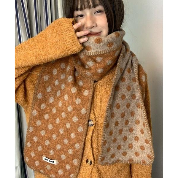 マフラー ストール ドットデザインニットマフラー レディース