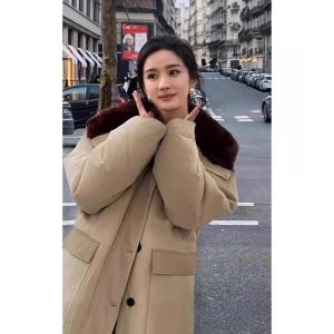 【中古】ノーブル NOBLE ダウンコート ロング丈 36 ブラウン 無地 ラビット ファー ダブルジップ 裏地 レディース NOBLE（ノーブル） ダウンコート 38 ブラウン レディース : ZOZOTOWN