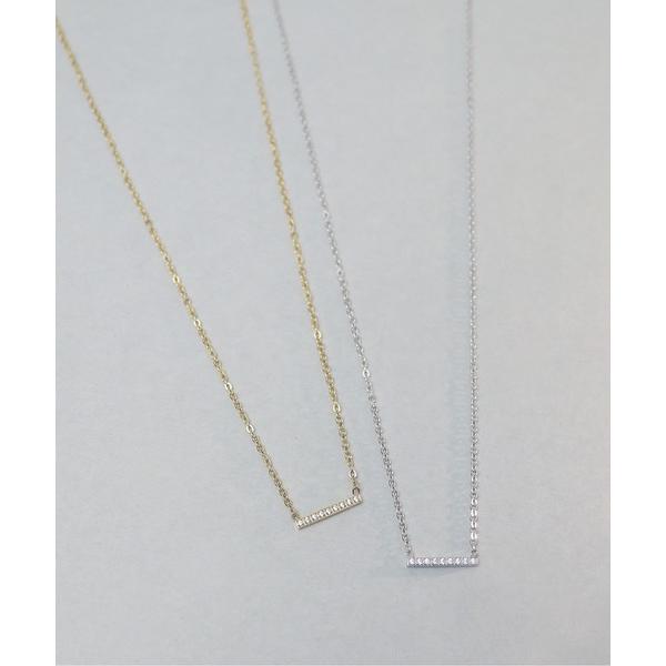 ネックレス 金属アレルギー対応「ieLS」ステンレス　CZバーネックレス レディース