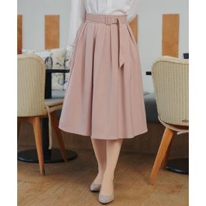 スカート ベルト付きフレアスカート